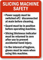 Slicing Machine Safety Guidelines Sign