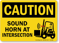 Sound Horn At Intersection Caution Sign