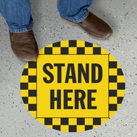 Stand Here Social Distancing SlipSafe Floor Sign