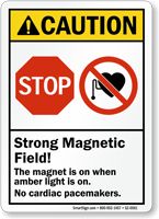 Strong Magnetic Field No Cardiac Pacemakers Stop Sign