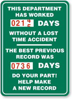 Plant Worked Days Without Accident Sign
