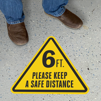 Triangular 6 ft.- Please Keep a Safe Distance Sign