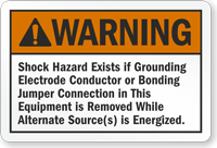 Warning Emergency Systems Grounding Label