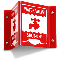 Water Valve Shut Off Projecting Sign