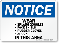 Notice Wear Various Protection Sign