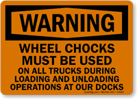 Warning Wheel Chocks Loading Unloading Sign