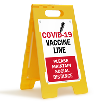 COVID-19 Vaccine Line Please Maintain Social Distance Vaccine Safety Sign