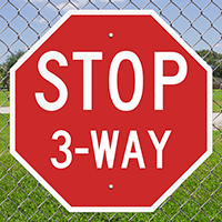 Stop 3-Way 24 in. x 24 in. Reflective Aluminum Signs