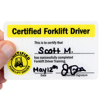Certified Forklift Driver,Wallet Card