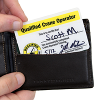Two Sided Qualified Crane Operator Safety Wallet Cards