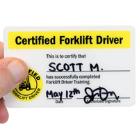 Certified Forklift Driver, wallet Card