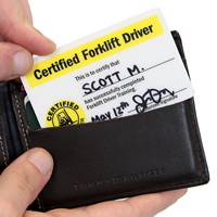 Self Laminating Certified Forklift Driver Wallet Card with Symbol