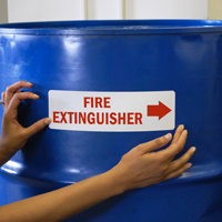 Identification label for fire extinguisher