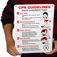 CPR Guidelines Adults Children 8+ Years Signs