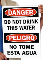 Bilingual Danger Do Not Drink Water Signs