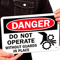 Do Not Operate Without Guards (graphic) Signs