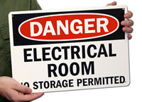 Danger Electrical Room Storage Permitted Signs