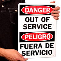 Bilingual Danger Out Of Service Signs