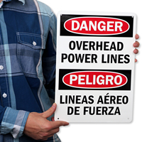 Overhead Power Lines Bilingual Signs