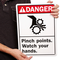 Danger (ANSI) Pinch Points Watch Hands Signs