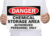 Danger Chemical Storage Authorized Personnel Signs