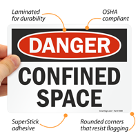 Warning sign for confined spaces