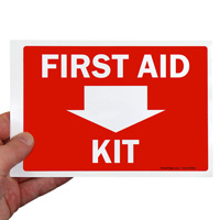Safety sign for first aid supplies