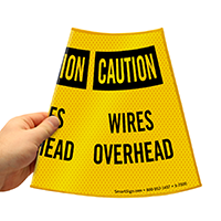 Caution Wires Overhead Sign