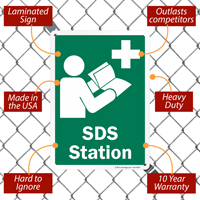 Sign indicating location of SDS station with graphic