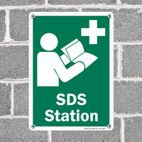 Signage for SDS station with graphical depiction