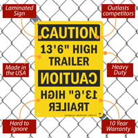 12 Feet High Trailer Mirror Caution Sign