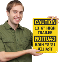 Warning Sign for 12 Feet High Trailer Mirror