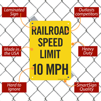 Safety sign indicating railroad speed limit