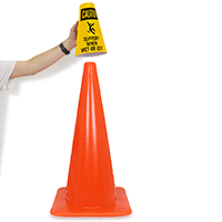 Caution Slippery When Wet Or Icy Cone Message Collar