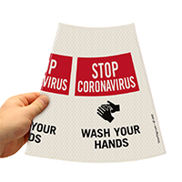 Cone collar sign for reminding hand hygiene