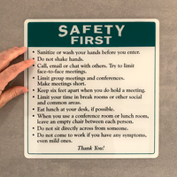 Office safety rules sign for social distancing