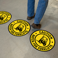 Caution watch out for forklift floor signs