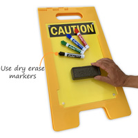 A-frame caution sign with dry erase finish