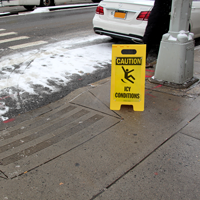 Caution Icy Conditions FloorBoss Signs