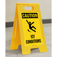 Caution Icy Conditions Free-Standing Signs