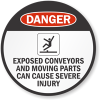 Exposed Conveyors Injury Warning Sign