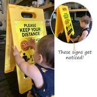 Keep six feet apart signs for a restaurant