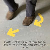 Floor arrow markers are available in yellow, blue, green, black and orange