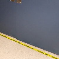 Yellow-black hazard stripes floor marking tape