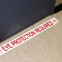 Floor Message Tape: Eye Protection Required