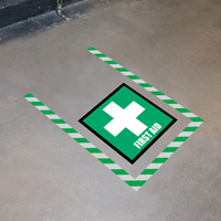 Superior Mark floor signage for first aid area