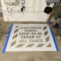 Keep clear of electrical panel stencil