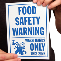 Food Safety Warning: Wash Hands Only Sink Signs