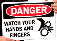 Danger Watch Your Hands and Fingers Signs